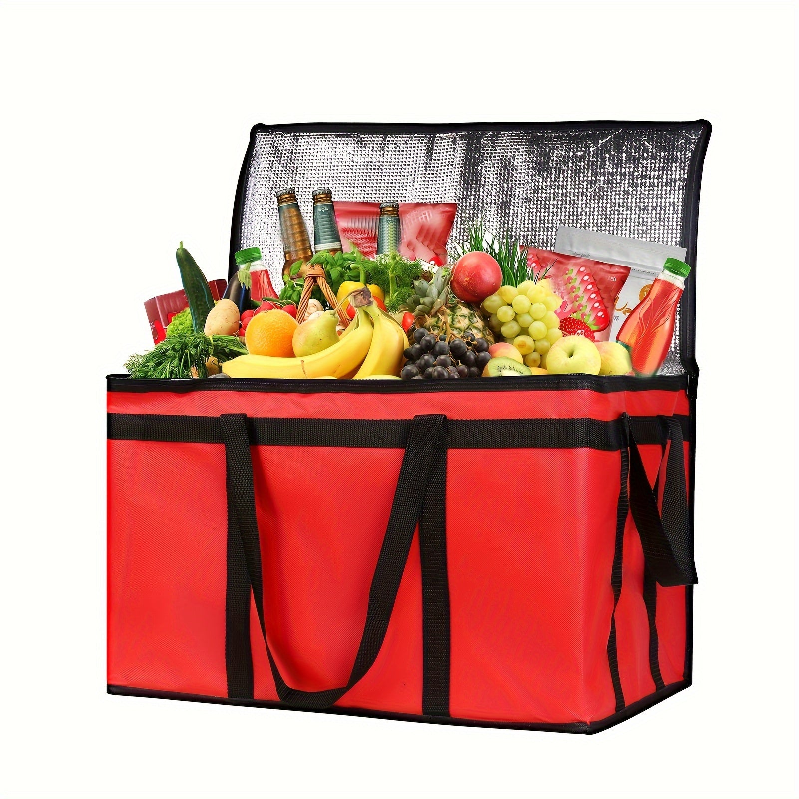 Red XXXL Insulated Reusable Tote Bag for Shopping Camping