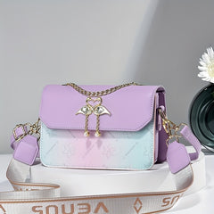 Flower Embossed Gradient Shoulder Bag