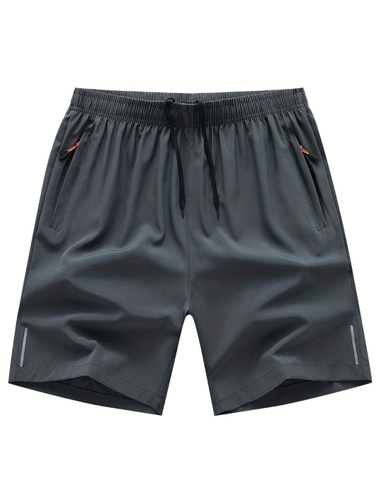 Men's Breathable Shorts With Zipper Pockets Drawstring Elastic Waist