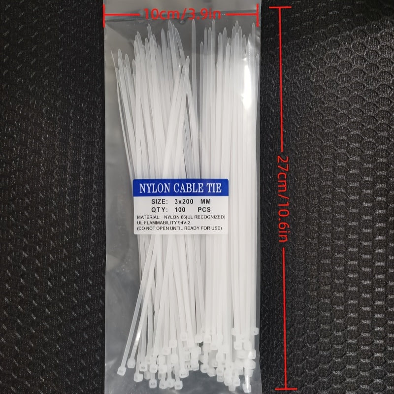 100pcs Self-locking Nylon Cable Ties Home Storage Building Bundle