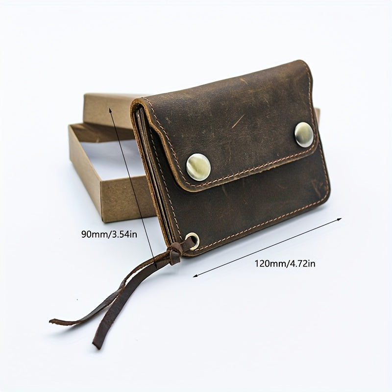 Vintage Crazy Horse Leather Wallet with Coin Pocket