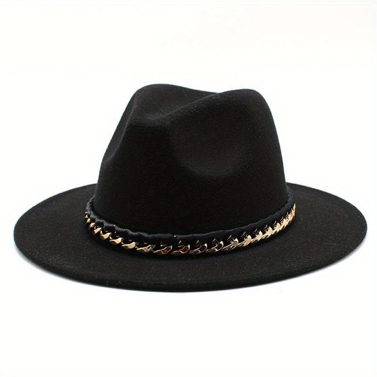 Men's Woolen Jazz Hat British Style Autumn Winter Large Brim Top Hat