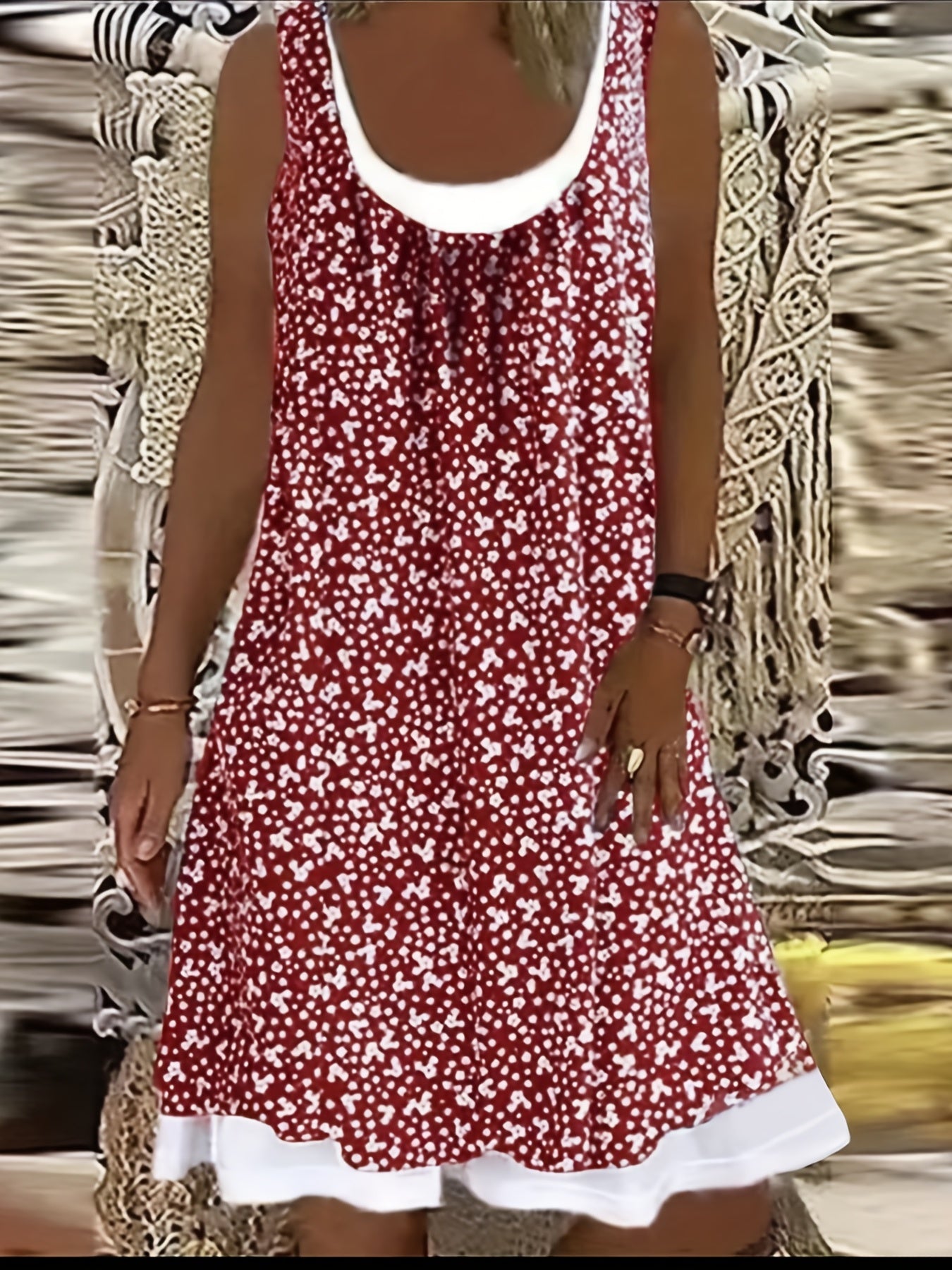  Casual Ruched Floral Print Tank Dress