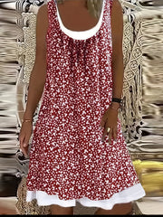  Casual Ruched Floral Print Tank Dress