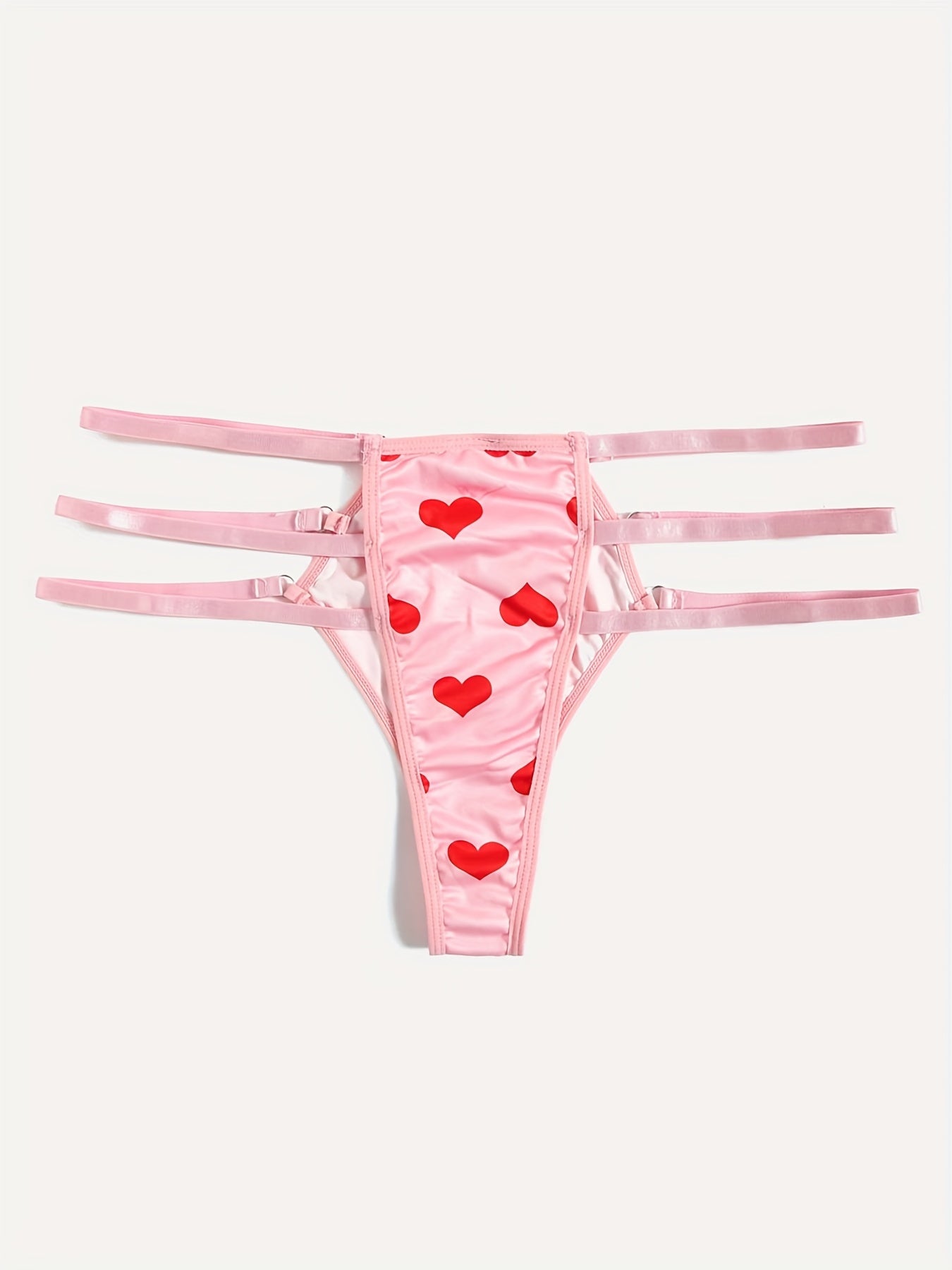  Sexy Brief Women's Plus Heart Print Cut Out Low Waisted Seamless Bikin