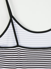  Casual Cami Dress Women's Plus Stripe Print Round Neck Backless
