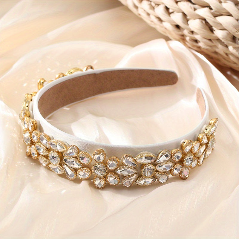 Baroque Style Rhinestone Hairband Wide Hair Accessories