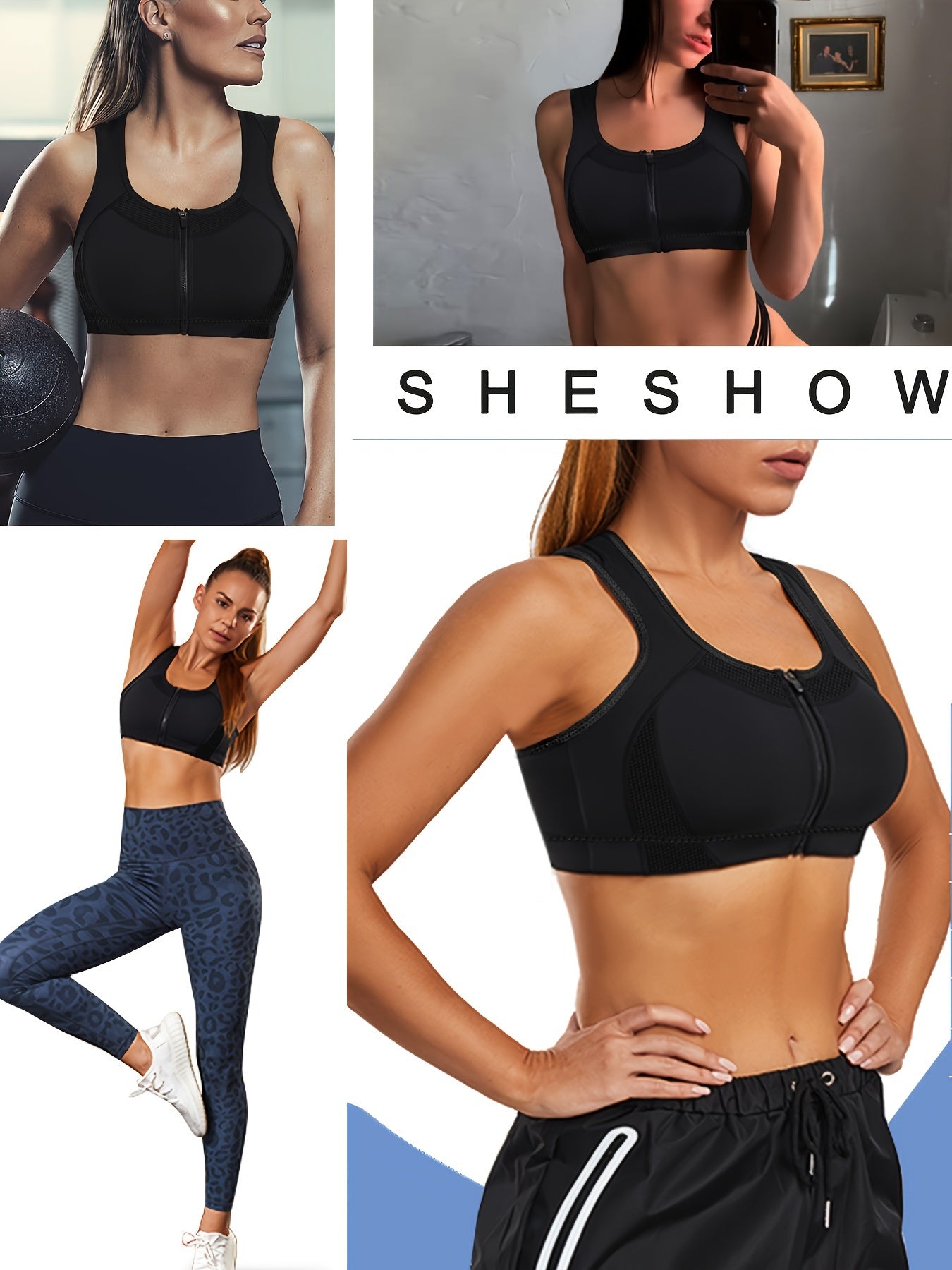 Zipper Front Sports Bra Hollow Out Yoga Tank Top