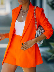 Plaid Print Two piece Set Blazer & Shorts Outfit Women's Clothing