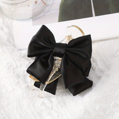 Fabric Ribbon Bow Hair Claw Clip Large Duck Billed Clip
