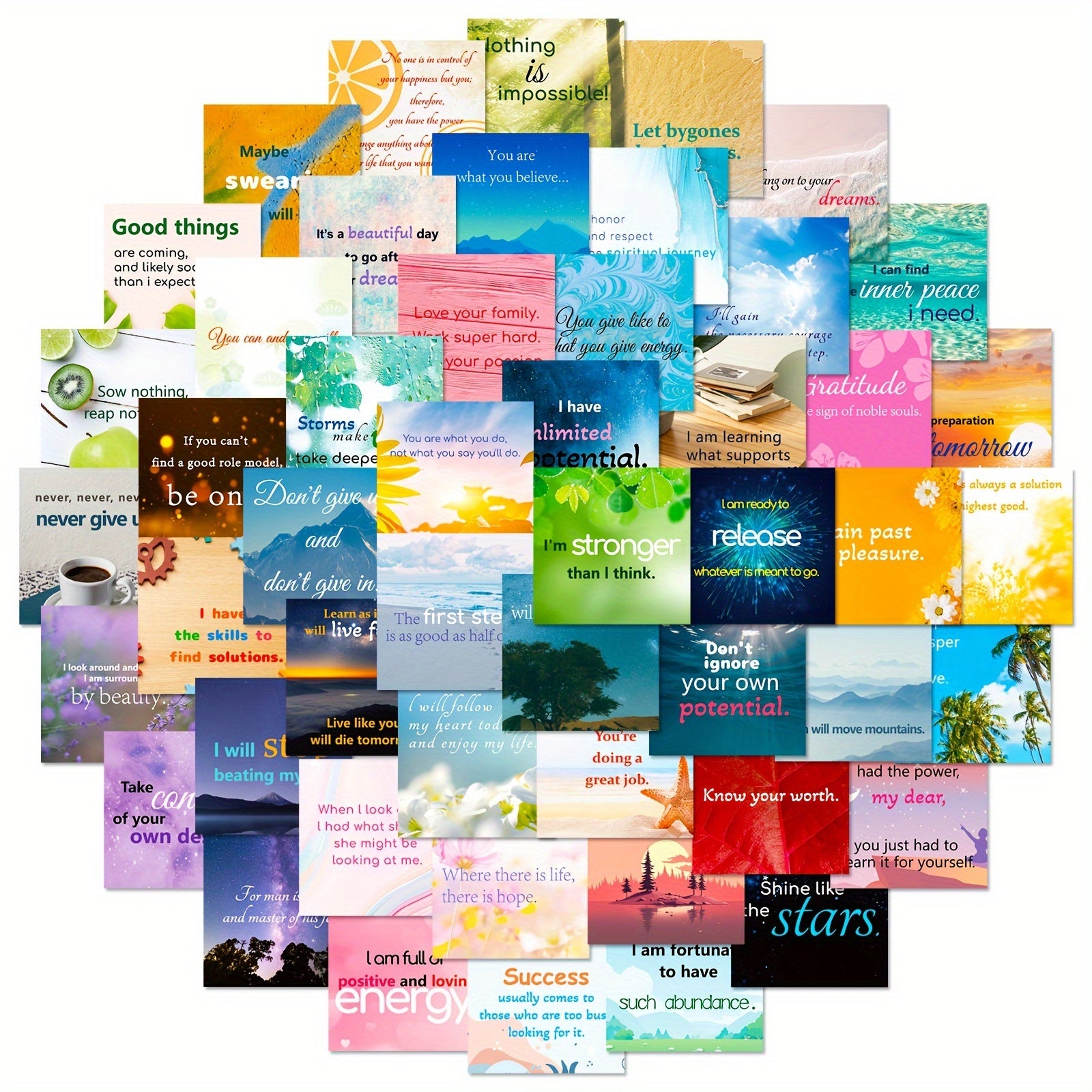 50pcs Inspirational Quotes Laptop Waterproof Vinyl Positive Stickers Easter