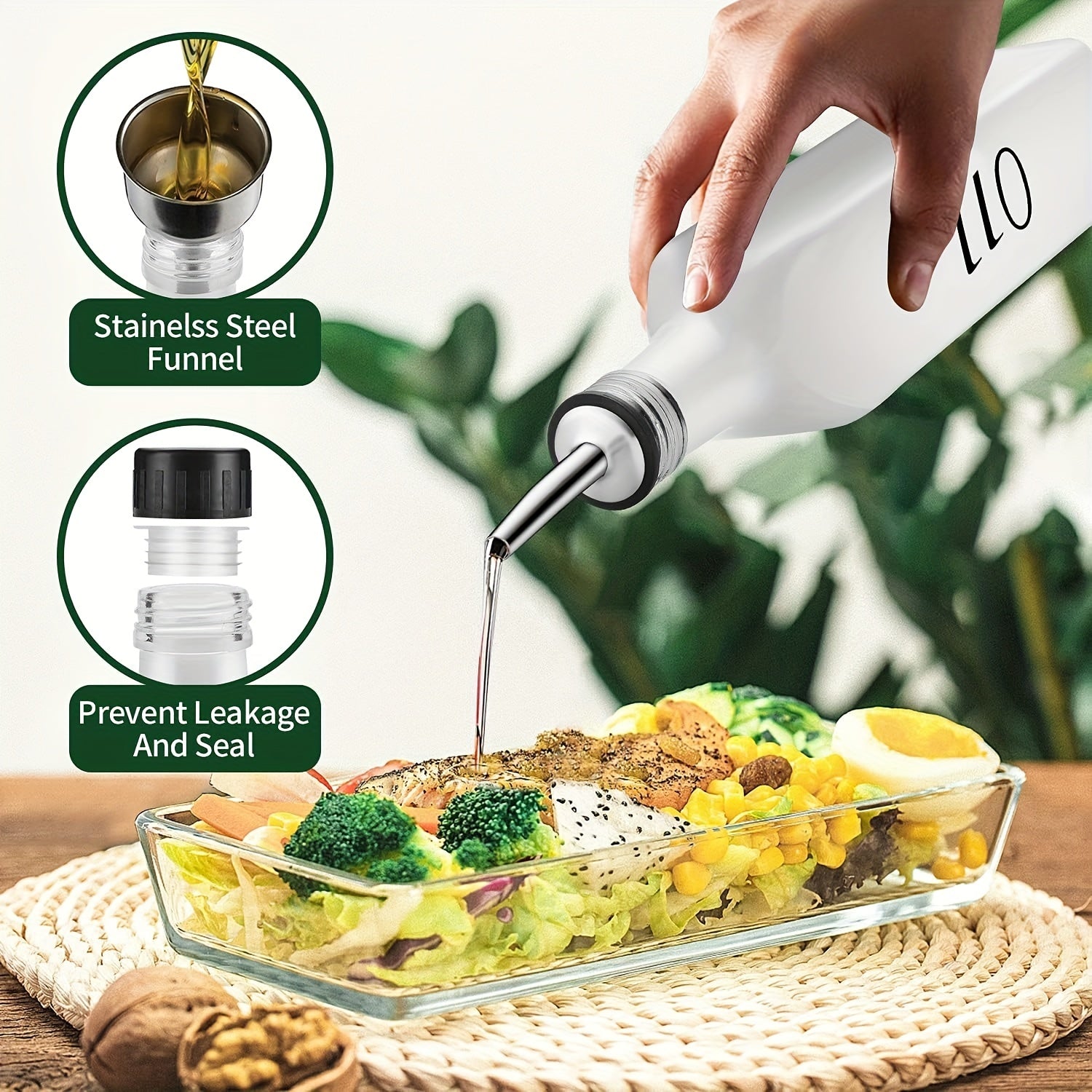 2pcs Olive & Vinegar Dispenser Set 17oz Kitchen Seasoning Dispenser