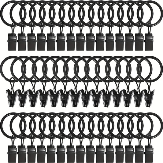 40pcs Curtain Rings with Clips Drapery Hooks Rustproof Metal Clips Hangers