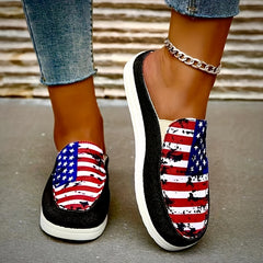 Women's Flag Pattern Slip On Flat Shoes Lightweight Casual Outdoor Shoes