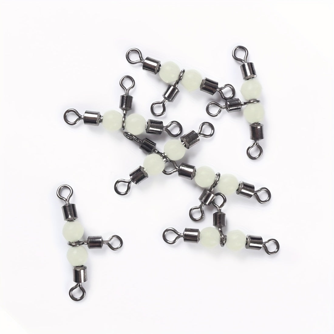 10pcs Luminous Beads Cross Line Rolling Swivel Fishing Accessories