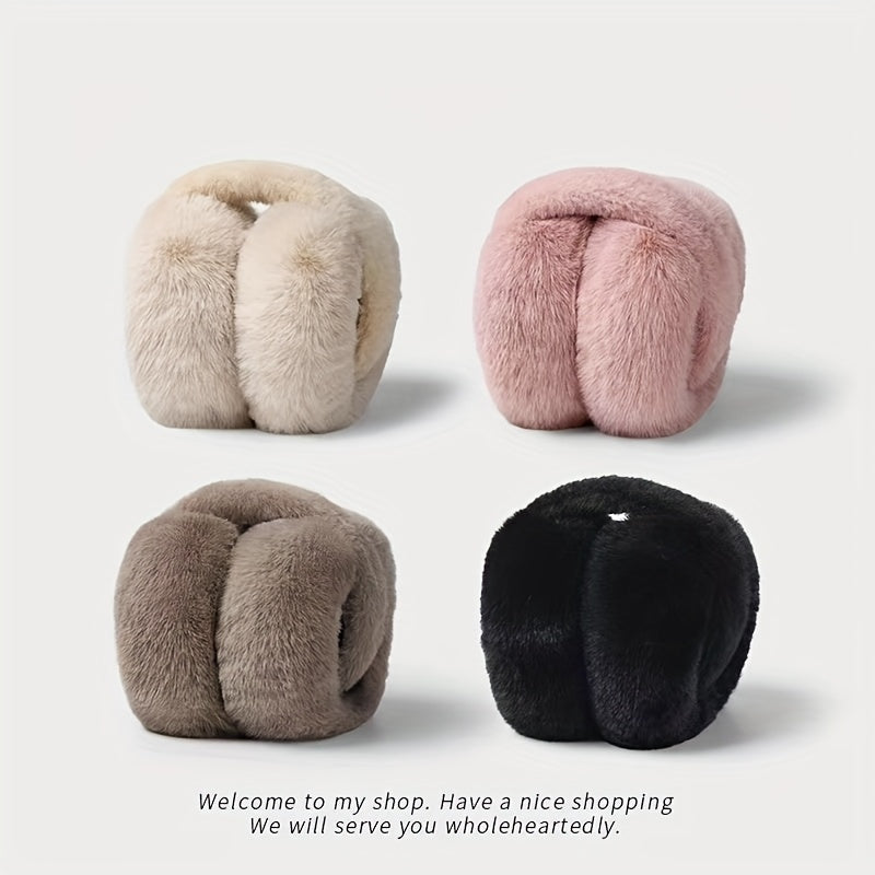 Women's Winter Fleece Earmuffs Beige Plush Ear Warmers
