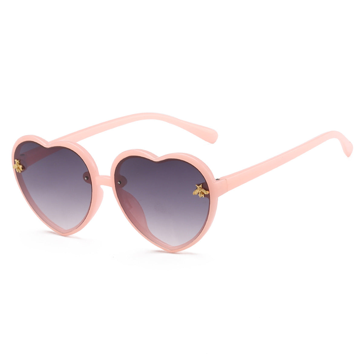 Girls Heart Shaped Sunglasses with Little Bee Decor