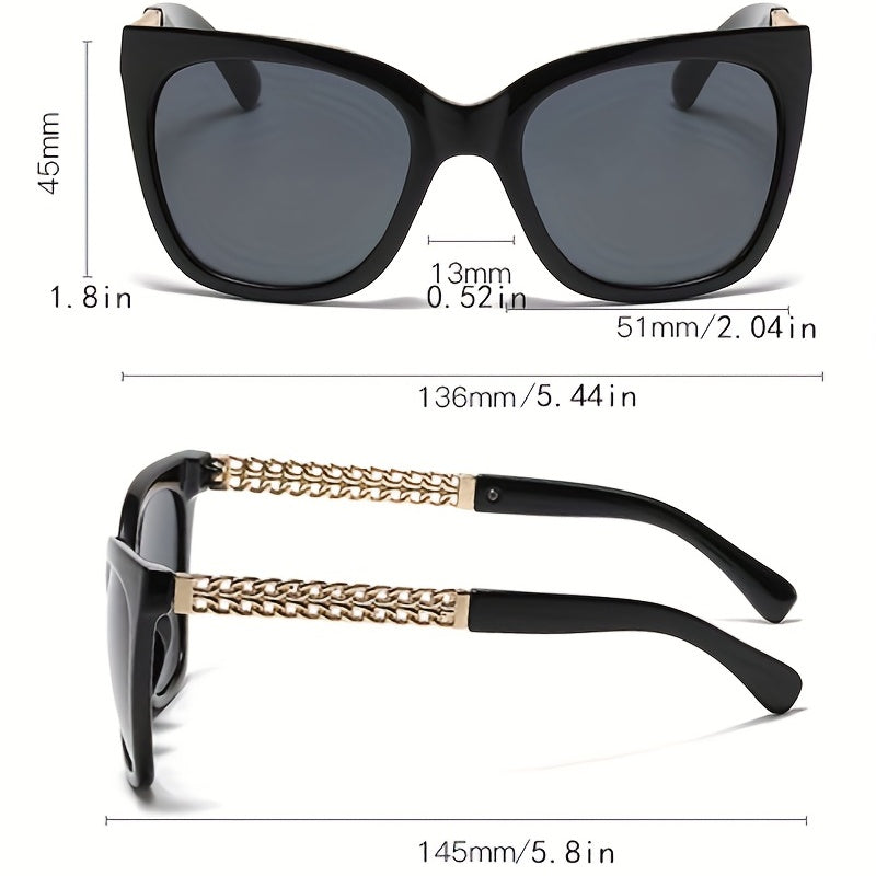 Y2K Cat Eye Sunglasses For Women Mod Chain Charm Gradient Glasses