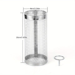 Stainless Steel Rolling Grill Basket for Vegetables and Fish