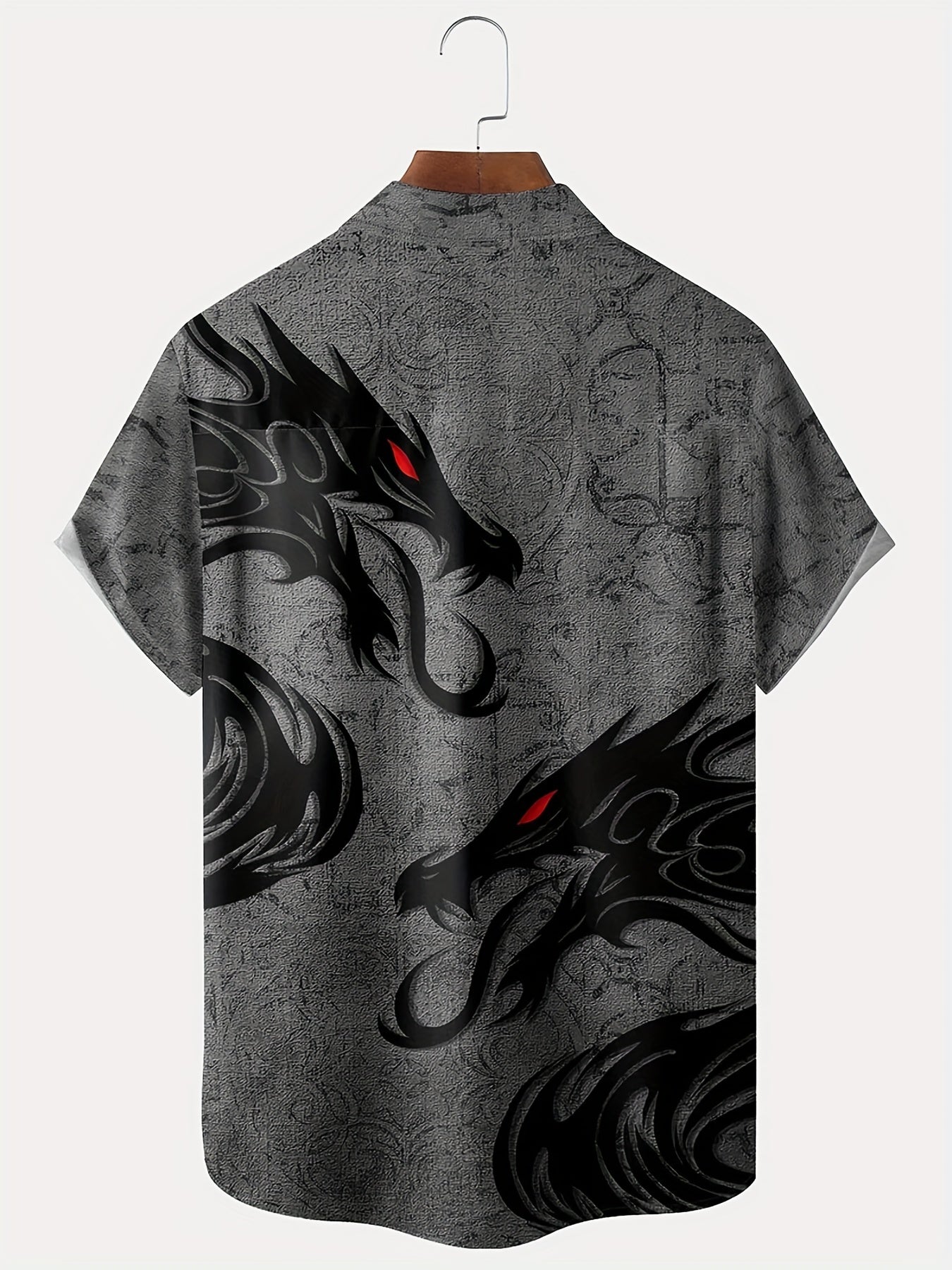 Dragon Print Men's Casual Short Sleeve Shirt for Summer