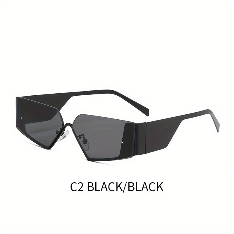 Retro Semi Rimless Triangle Sunglasses UV Protection