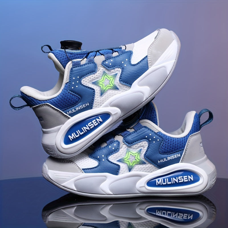 Boy's Rotating Buckle Basketball Shoes Non Slip Sneakers for Kids