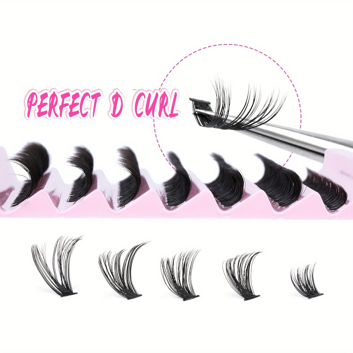 50P DIY Lash Clusters 140pcs D Curling Lash Extension Fluffy False Eyelashes