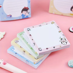 Cartoon Girl Horizontal Line Sticky Notes 80 Sheets