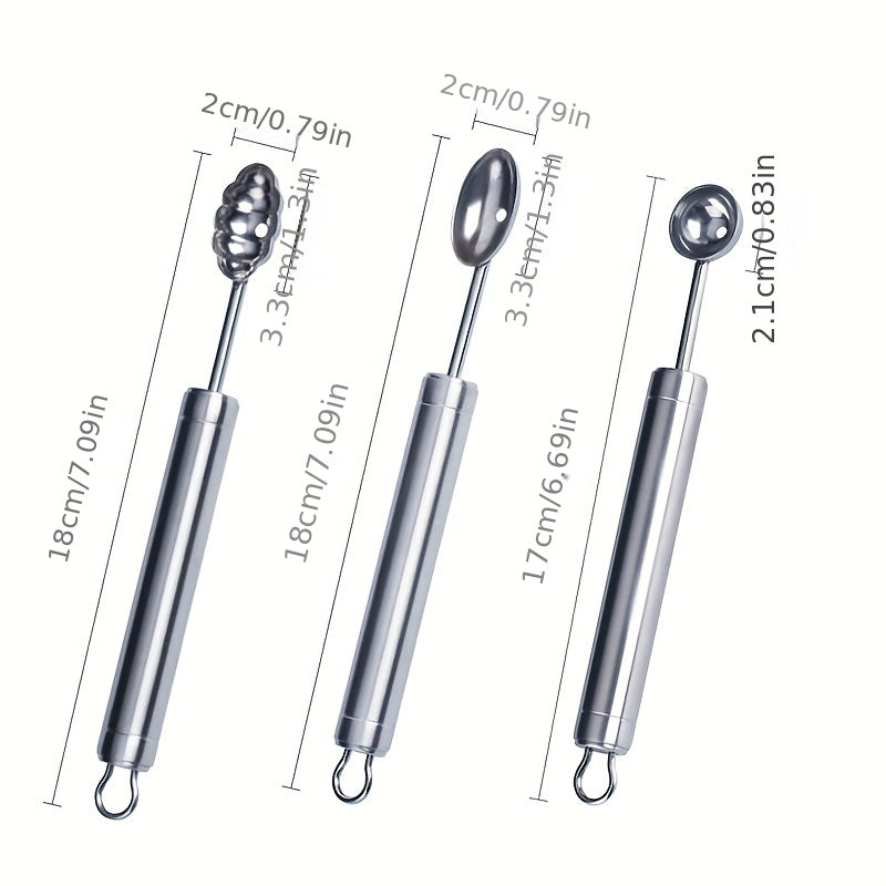 3pcs Stainless Steel Melon Baller Scoop Watermelon Spoon
