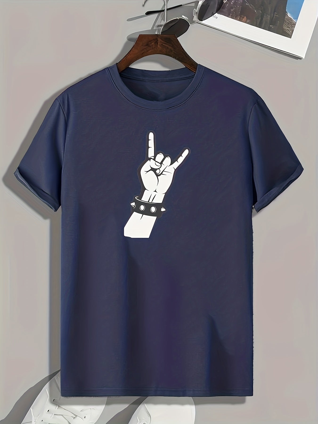 Rock Gesture Print Men's Sports T-shirt Graphic Tee