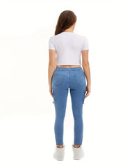  Casual Jeans Women's Plus Zipper Skinny Jeans