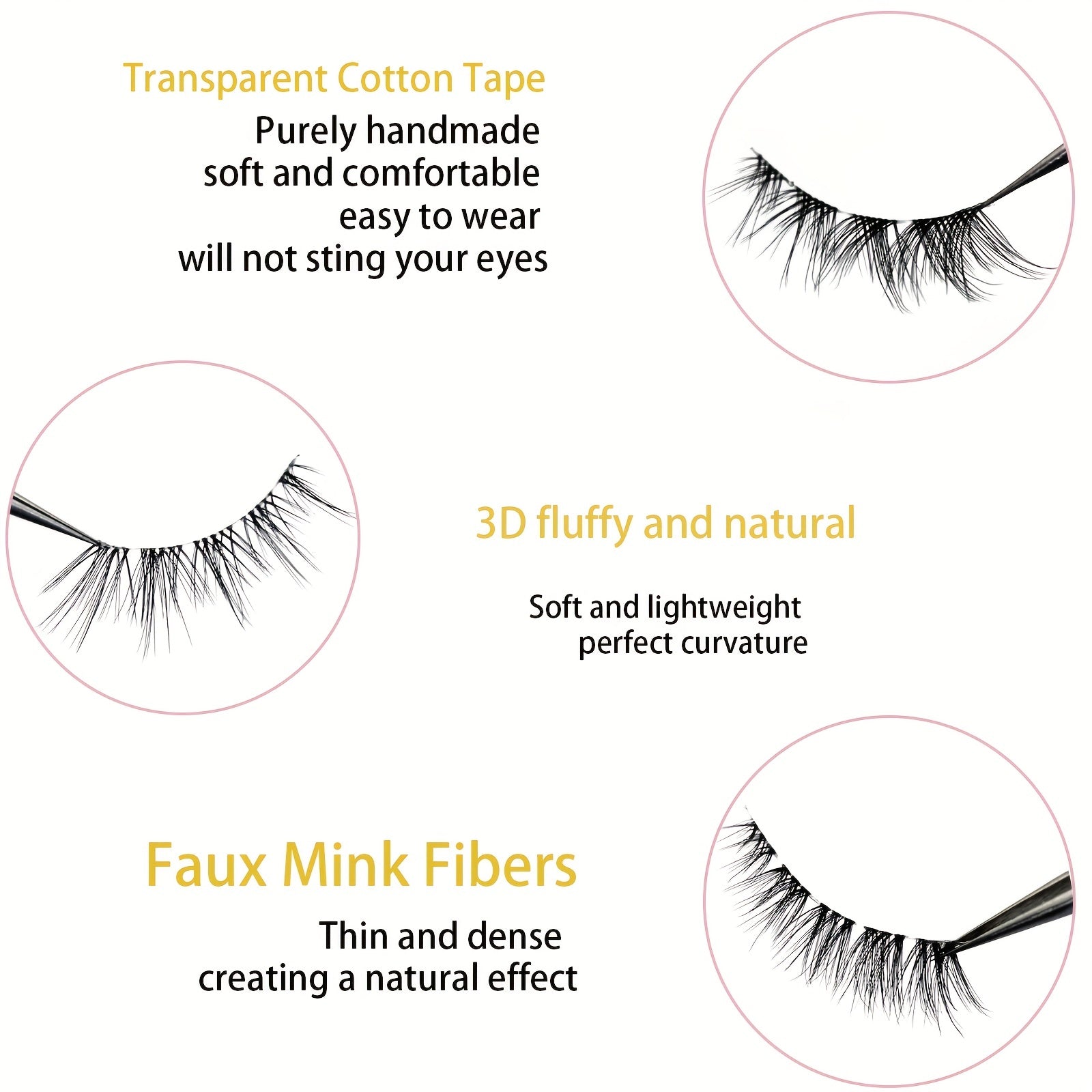 5 Pairs Soft False Eyelashes Fluffy Natural Look Faux Mink Eyelashes