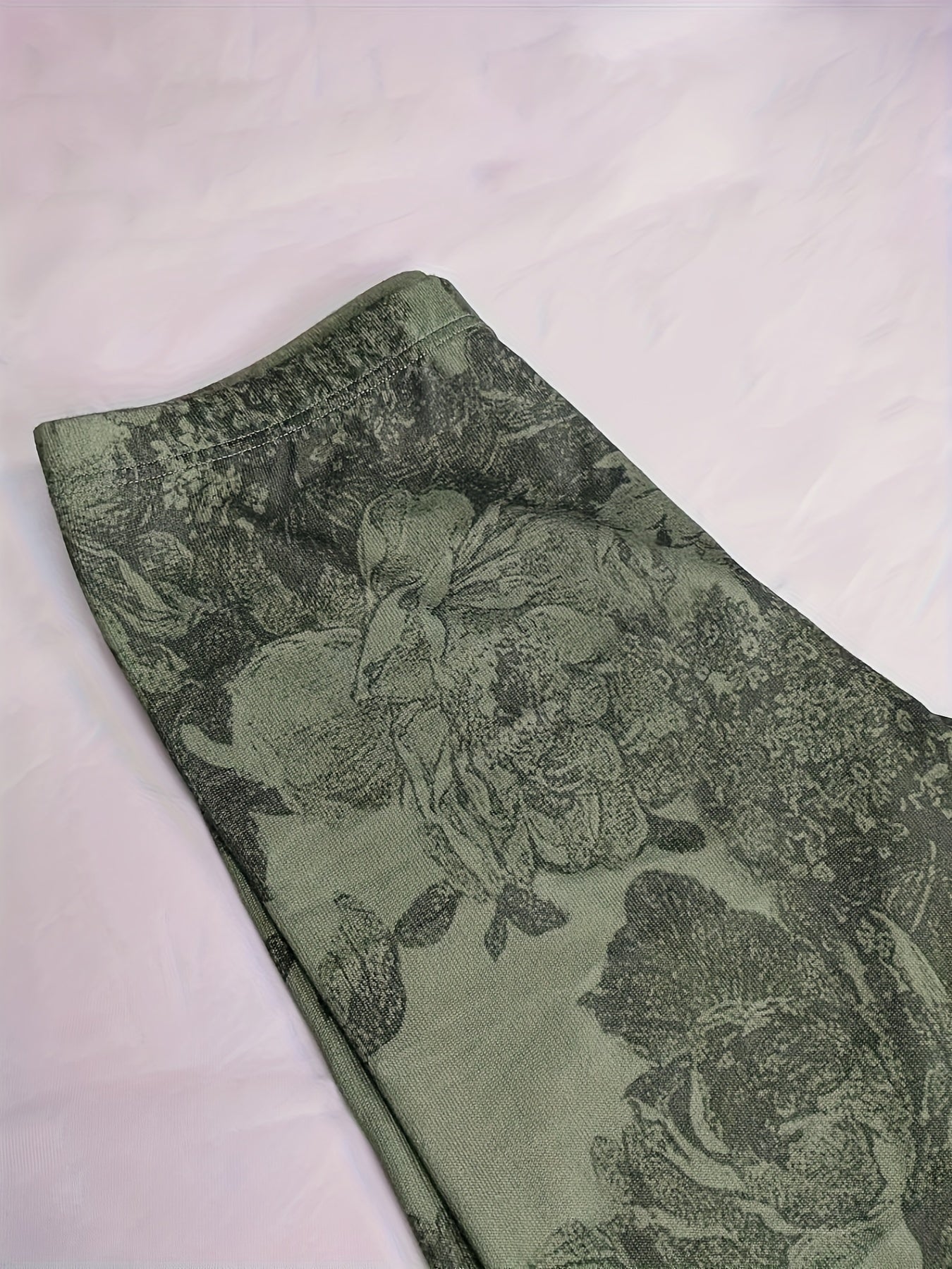 Plus Floral Print High Rise Skinny Trousers