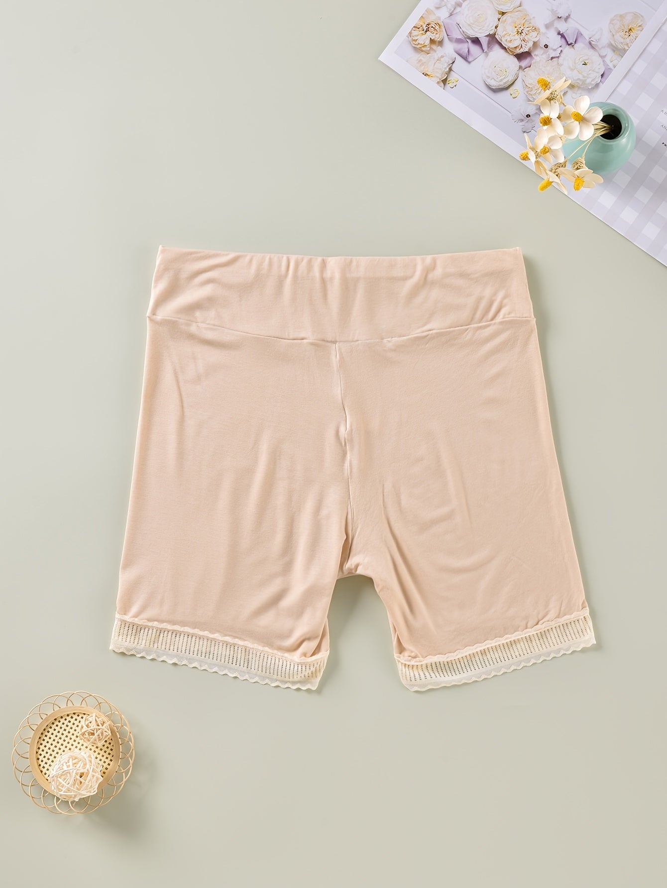  Panty Women's Plus Contrast Lace Trim Elastic Safety Pants