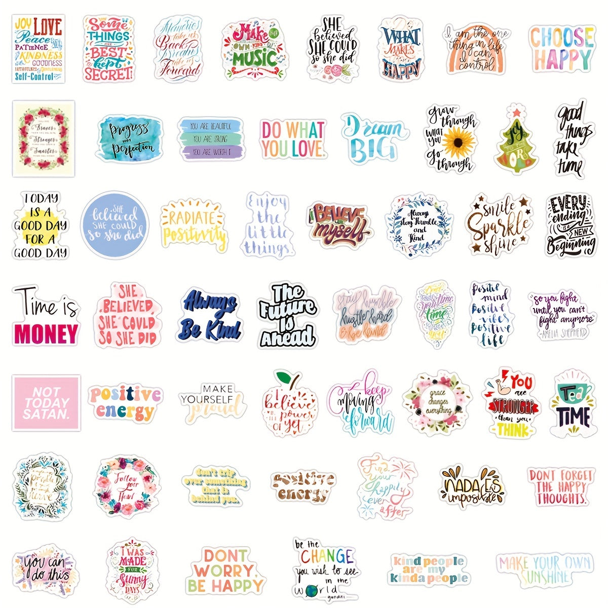 50 Pcs Quote Stickers Positive Motivational Waterproof Vinyl Stickers