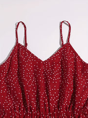 Polka Dot V Neck Spaghetti Dress