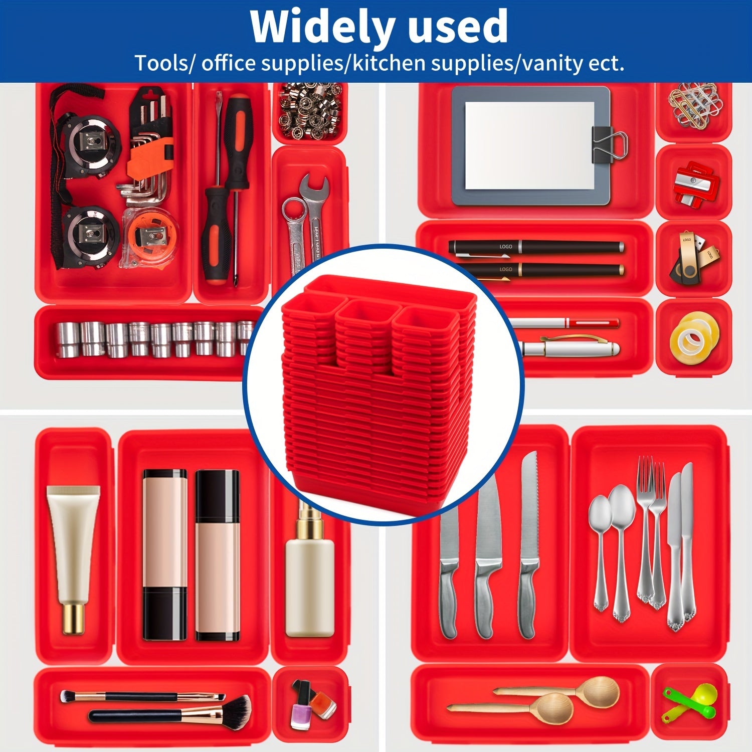 45pcs Tool Storage Box Divider Set Desk Drawer Garage Organization