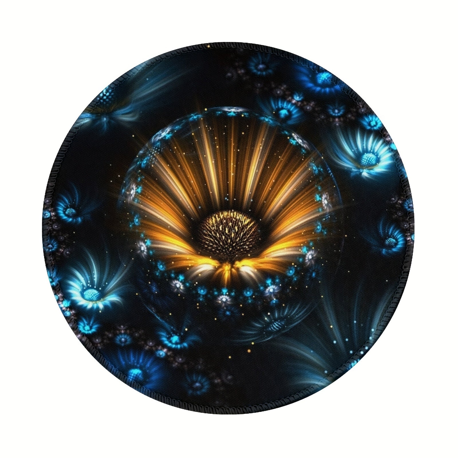 Golden Flower Pattern Round Game Mouse Pad 20x20cm