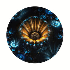 Golden Flower Pattern Round Game Mouse Pad 20x20cm