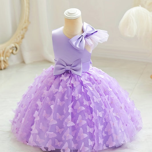 Baby Girls Butterfly Bowknot Sleeveless Princess Dress for Party