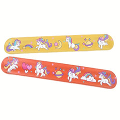 12pcs Unicorn Slap Bracelets Cartoon Pop Circle Kid Toys Bracelets Party Decor