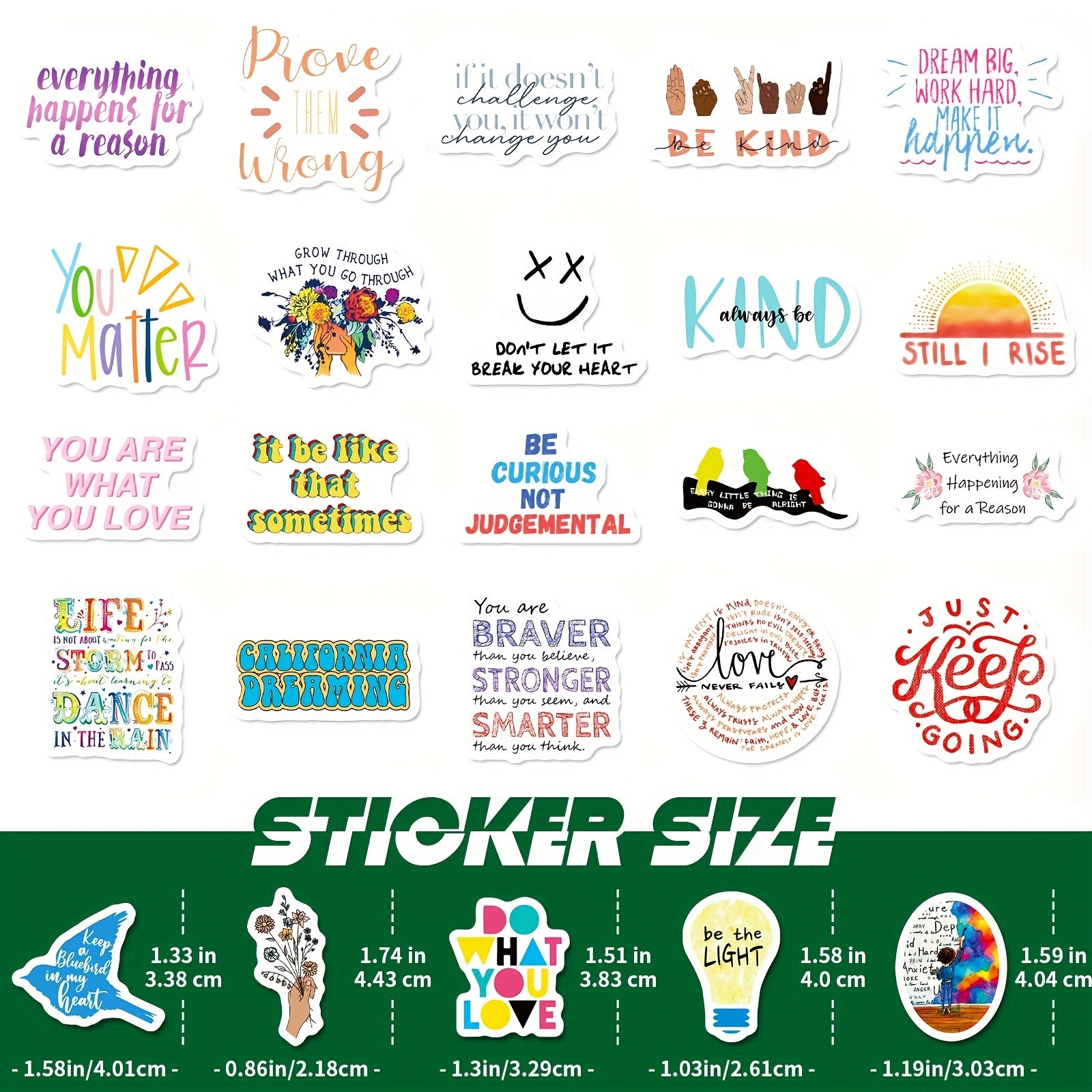 50pcs Inspirational Affirmation Stickers Waterproof Motivational Quote Stickers