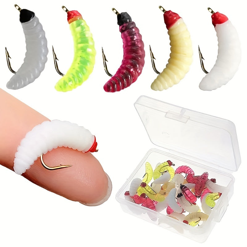 Artificial Maggot Fly Fishing Bait Wet Trout Worm Bait Hook