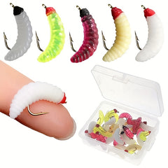Artificial Maggot Fly Fishing Bait Wet Trout Worm Bait Hook