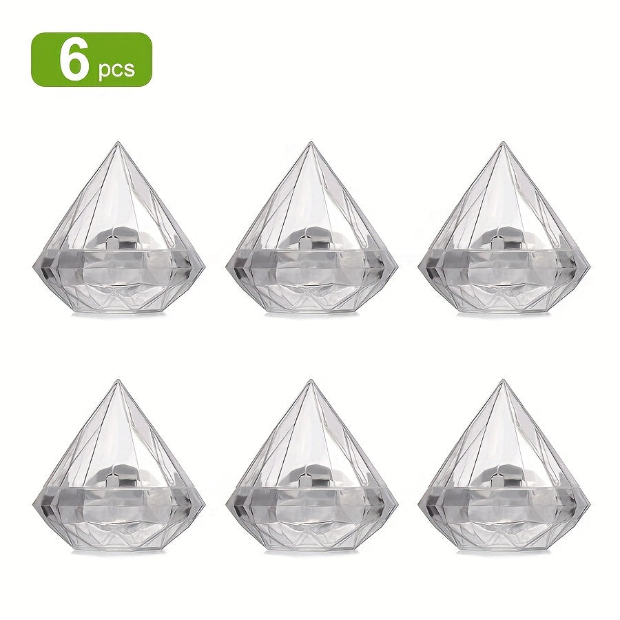 6pcs Artificial Diamond Plastic Boxes Packaging Box for Christmas Decoration
