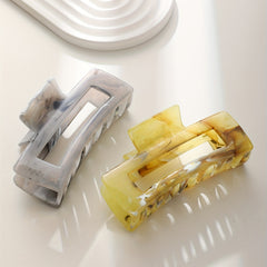2pcs Large Hair Claw Hollow Rectangle Shark Claw Ponytail Holder