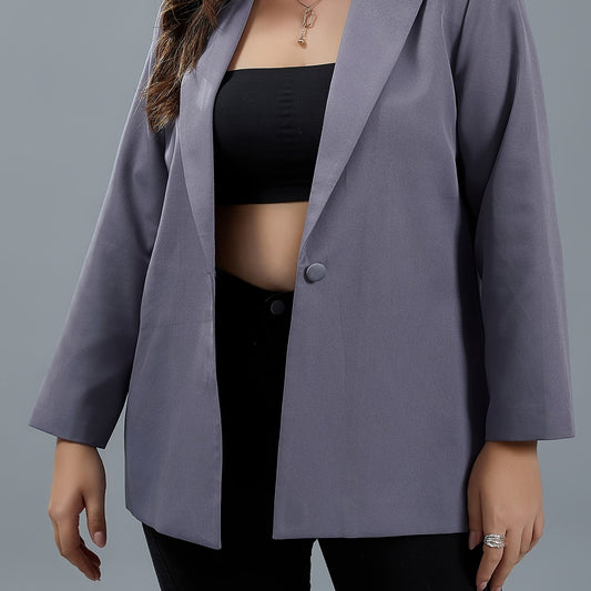  Basic Blazer Solid Long Sleeve Lapel Collar Button Blazer