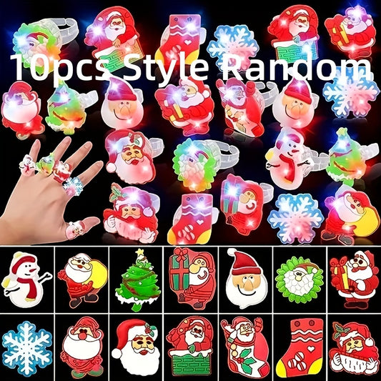 10pcs LED Colorful Glowing Rings - Fun Christmas Party Toy