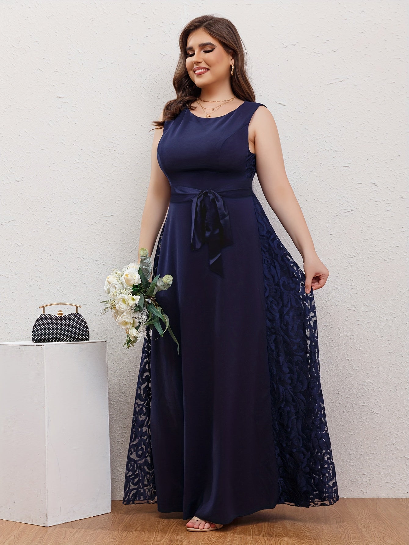 Maxi Formal Party Dress With Belt