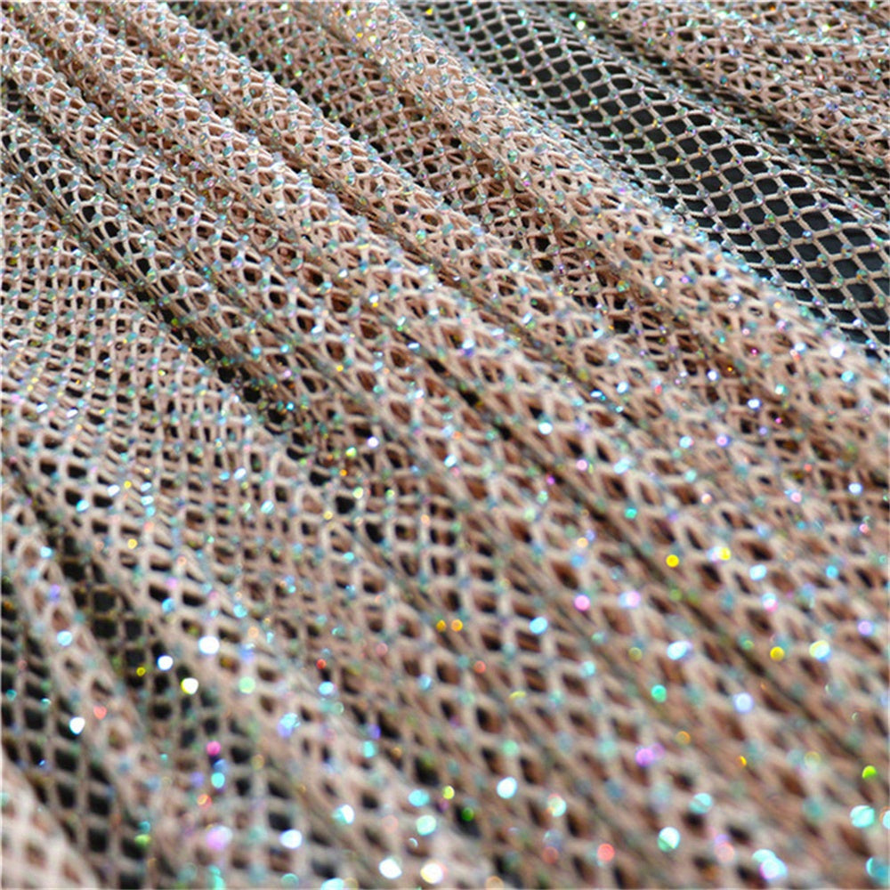 Rainbow Rhinestone Mesh Fabric for Arts & Crafts